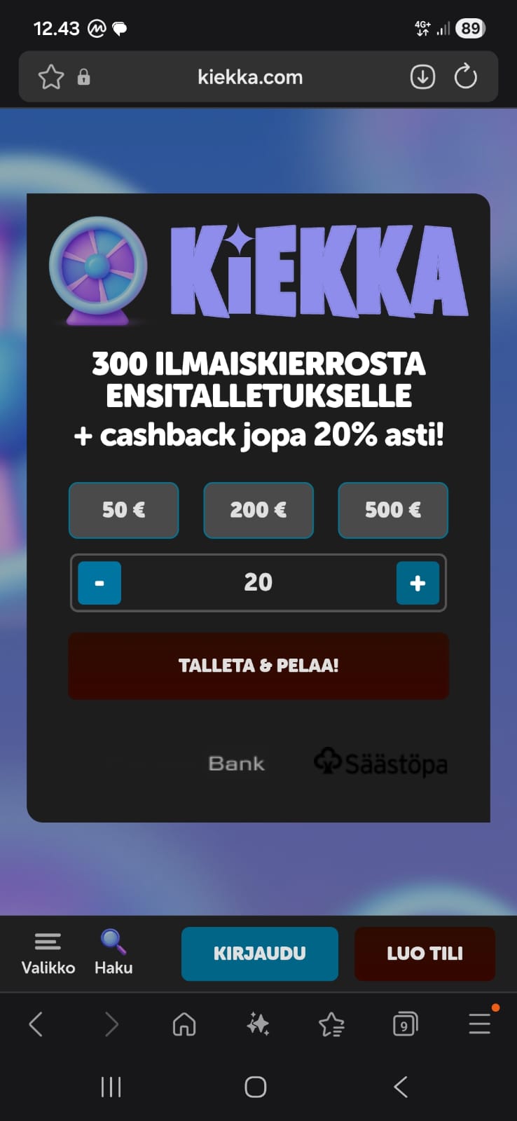 Kiekka Kasinon etusivu