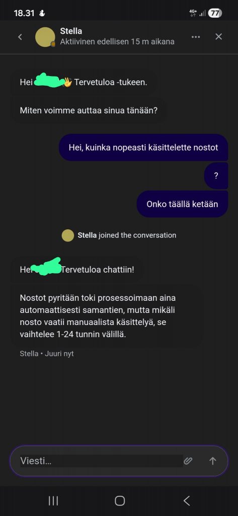 Odotus kesti muutaman minuutin